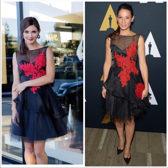 NWT Nha Khanh Andrea Tiered Fit & Flare Cocktail Red Carpet...